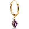 SINGULARU - Orecchino Singolo Cerchio Lila. Argento Sterling con Placcatura in Oro 18 Kt e Zirconia. Gioielli per Donna.