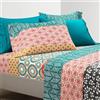 Lush Decor Set di 6 lenzuola morbide a righe bohemien, regina, turchese e arancione