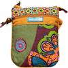 Macha borsa piccola in cotone etnico con stampe colorate e inserti in pelle, borsa a tracolla in cotone e pelle per donna Etnica indiana colorata (Arancia 01)