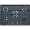 Glem Gas Piano Cottura a Gas 5 Fuochi 70 cm Incasso con Wok Antracite