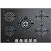 De'Longhi piano cottura a gas 5 fornelli 75 cm da incasso nero vetroceramica