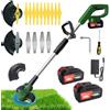LKTOLS Decespugliatore a Batteria 21V Tagliabordi a Batteria, Tagliabordi Elettrico con 2 4.0Ah Batterie e 2 Tipi di Lame, Ruote Rimovibili, Decespugliatori da Giardino Altezza Regolabile per Prati, Arbusti