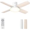 Dreo ventilatore a soffitto silenzioso con luce LED, 112 cm, reversibile, 5CCT, 6 velocità, facile da installare, timer, montaggio a superficie, controllo remoto