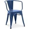 Iconik Interior Industrial Style Sedia da pranzo con braccioli - Design industriale - Acciaio - Nuova edizione - Stylix Blu scuro