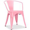 Iconik Interior Industrial Style Sedia da pranzo con braccioli - Design industriale - Acciaio - Nuova edizione - Stylix Rosa