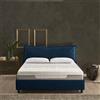 EVERGREENWEB MATERASSI & BEDS EVERGREENWEB - Letto Piazza e Mezza con Box Contenitore, Materasso Memory + Rete a Doghe in Legno 120x195 cm + Cuscino GRATIS, Elegante Testiera color Blu, Tessuto Imbottito SFODERABILE e Lavabile