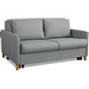 EVERGREENWEB MATERASSI & BEDS EVERGREENWEB - Divano Letto 2 posti colore Grigio con letto estraibile e spalliera reclinabile, Divano di design Moderno zampe di legno e cuscini omaggio, Braccioli Slim, Materasso 140x190 - Margot