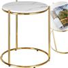 TecTake® tavolino salotto in marmo, base in metallo, tavolino da caffè, tavolo basso rotondo, tavolino basso in marmo moderno per salotto, soggiorno,metallo, design, tavolo da balcone - Bianco/Oro