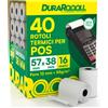 Eurocali 40 Rotoli Carta per POS 57x38 Rotolini Termici DuraRoooll Rulli Carta Termica