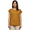 URBAN CLASSICS t-shirt da Donna con Manica Arrotolata, Maglietta a Maniche Corte da Donna in Cotone, Tee Shirt con Scollo Rotondo e Spalle Arrotondate, Colore: Rosso Ciliegia, Taglia: XXL
