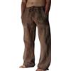 Puimentiua Pantaloni Lino Uomo Estivi Larghi, Pantaloni Uomo Leggeri, Pantaloni Lino Cotone, Pantaloni Jogging Uomo, Pantaloni Casual Spiaggia, Abbigliamento da Casa, Marrone, 3XL