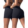 VOENXE Donna Yoga Pantaloncini Vita Alta,Palestra Leggings Pants,Controllo della Pancia Corti,Antisfregamento Elastici Morbido Shorts,Allenamento Atletico Hotpants MultiPezzi 2 Pezzi
