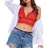 Weardear Canotta in Pizzo da Donna Top Sexy Reggiseno Spaghetti Top Corto Canottiera Corsetto Estivo Rosso M