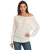 Dilgul Maglione Donna Maglioni Invernali Blusa Batwing Lunghe Maniche Fuori Spalla Maglie Semi Trasparente Elegante Felpa Bluse Bianco Medium