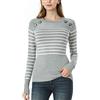 Dilgul Maglione a Righe da Donna Maglia Invernali Primavera Manica Lunga Pullover Eleganti Stripe Casual Moda Grigio Chiaro Large
