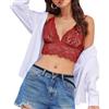 Weardear Canotta in Pizzo da Donna Top Sexy Reggiseno Spaghetti Top Corto Canottiera Corsetto Estivo Rosso L