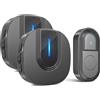 SURFOU Campanello Senza Fili Wireless da Esterno con Batteria, 300M Distanza Impermeabile,55 Suonerie incluso Natale 5 Volumi Selezionabili per gli Anziani, 2 Casa interno Ricevitore e a led