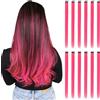 REDMENCO Extension Capelli Colorati con clip, Rosa Caldo 12 pezzi 22 pollici Lungo Dritto, Sintetiche Resistenti al Calore, per Bambini Ragazze Donne Festival Feste Halloween Cosplay