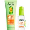 Garnier Fructis Lisci Cheratina Set Siero Termoprotettore Lisci Impeccabili 50ml per Capelli Crespi Protegge Fino a 230°C + Shampoo 200ml Trattamento Lisciante con Olio di Argan - Set da 2