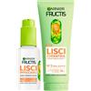 Garnier Fructis Lisci Cheratina Set Siero Termoprotettore Lisci Impeccabili 50ml Anticrespo Protegge Fino a 230°C + Balsamo 200ml Trattamento Lisciante per Capelli Secchi - Set da 2
