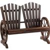 Outsunny Panchina da Giardino in Legno, Panca da Giardino Stile Rustico Country con Braccioli a Ruota di Carro, 108x66x95cm, Colore Legno