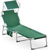 CASARIA® Lettino Ibiza 190x59cm Carico Max 150 Kg Pieghevole Sdraio Alluminio Prendisole Mare Giardino con Tettuccio Trasportabile