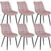 WOLTU BH142rs-6 Sedie Sala da Pranzo Design Retrò Sgabello Imbottito con Rivestimento in Velluto Rosa 6 Pezzi