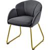 Yaheetech Poltroncina Camera da Letto Salotto Poltrona Soggiorno Imbottita Alta Moderna Ergonomica in Velluto con Schienale Circolare Braccioli Gambe in Metallo Portata 136 kg Grigio Scuro