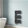 EMKE Scaldasalviette termoarredo piatto, Termoarredo da Bagno, 762 x 400 mm, Antracite colore, collegamento laterale, 342W, radiatore scaldasalviette ad acqua calda