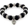 Morella Bracciale Donna con Perle e Ciondolo Gufo e zirconi Elastico Nero