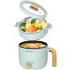 Audecook Hot Pot Elettriche, 1.5L Portatile Mini Antiaderente Pentola Elettrica, Padella Elettrica Multifunzionale di Doppio Controllo per Pasta/Zuppa/Uova/Bistecca(Verde)