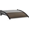 Outsunny Tettoia in Policarbonato e Alluminio per Balconi, Finestre e Porte, Pensilina da Esterno con Supporto in PP, 103x96.5x27cm, Marrone