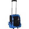 PawHut Trasportino Zaino 2 in 1 per Cani e Gatti con Tasche Laterali, Maniglia Telescopica e Ruote, 42x25x55cm, Blu