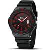 HANPOSH Orologio Uomo Giapponese Analogico Al Quarzo, Impermeabile, In Gomma Siliconica, Con Data Luminosa, Per Attività All'aria Aperta, Per Uomini e Uomini, Per Papà (Nero Nero Rosso77)