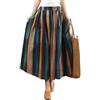 GPWDIEJB Gonna A Trapezio Vintage Da Donna, Elegante, con Strisce A Contrasto, Elastico In Vita, Gonne Fluide, Stile Bohémien, Casual, Di Media Lunghezza, per L'Estate, In Spiaggia, per Le Vacanze, Blu Xxs