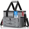 PeranoRidia Borsa Termica 30 Litri, Borsa Frigo Grande Portatile per Alimenti Mantenere Caldo o Freddo, Borsetta campeggio Spiaggia Barbecue Picnic Escursionismo All'aperto Eventi Sportivi, Grigio