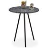 Relaxdays Tavolino a Mosaico Decorativo, HxD 50 x 41 cm, Rotondo, Realizzato a Mano, Comodino Design Etnico, Nero