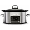 Crock-pot Pentola Cottura Lenta,Slow Cooker,Spegnimento Automatico,5.6 lt,fino 6-8 Persone,Funzione TimeSelect per Programmare orario fine cottura, Funzione Warm automatica, Ceramica, 240W, Argento
