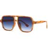 Long Keeper Occhiali da Sole Pilot Vintage Occhiali da Sole Quadrati da Donna Uomo Occhiali Doppio Ponte Retrò Occhiali da Guida Pilota UV400 (Montatura Arancioni Tartarugati - Lente Blu Sfumata)