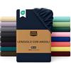 Utopia Bedding Lenzuolo con Angoli Una Piazza e Mezza Francese - 140x200cm - Blu Navy - Microfibra di Poliestere Spazzolato - Lenzuolo sotto con Angoli Elasticizzato