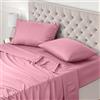Utopia Bedding - Set Lenzuola Una Piazza e Mezza 4 Pezzi 135x190 cm - Set Lenzuola Letto, Spazzolata Poliestre di Microfibra - Lenzuolo con Angoli, Lenzuolo Piatto e 2 Federe 50x75, Rosa