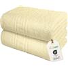 nice homeit Set 2 Asciugamano da Bagno grandi 100x150 cm - Extra Large Telo Bagno in 100% Cotone Filato ad Anello - Extra Morbido e Assorbente. MADE IN ITALY (BEIGE)