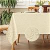 Romanstile Tovaglia Antimacchia 140x180 Rettangolare Beige Jacquard Tovaglie Copri Tavolo da Interno Elegante 6 Posti per Occasioni Primaverile Feste Giardino Esterno Compleanno Ristorante, Bar, Caffè