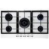PremierTech Piano Cottura a Gas 5 fuochi 90cm (86cm) Vetro Bianco Supporti in Ghisa Professionali Wok PC905GW