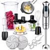 LEHMANN Chopsui Frullatore a Immersione 1200 W - Set 7-in-1-9 Accessori - Misurino da 860 ml - Regolazione Velocità a 8 Livelli - Funzione Turbo - 15000 U/min - Senza BPA - Lama Dorata