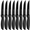 Ruffulon Coltelli da Cucina, Set di 8 Pezzi di Coltelli da Bistecca,Coltello da Tavola Ultra Affilato,Posate in Acciaio Inox,Coltello Bistecca Seghettato Nero,Coltelli da Cucina Professionali