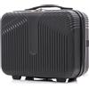 R.Leone Valigia da 1 pezzo Fino a Set 4 Trolley Rigido grande, medio, bagaglio a mano e beauty case Lucchetto TSA in Polipropilene 8 Ruote Autonome 6060 (Nero, XS Beauty case)
