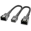deleyCON 15cm 3-Pin Fan Y-Cable Nylon - Robusto Cavo Adattatore per un Efficiente Raffreddamento del PC - 2 Ventole su un Connettore - Nero