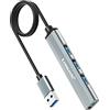 Lemorele Hub USB da 60 cm, Hub USB a 4 porte ultra sottile con 3 USB 2.0, 1 splitter USB 3.0 portatile per laptop, prolunga USB multi porta USB per estensore da scrivania, Mac Mini/Pro, PC/flash