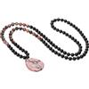 COAI Collana Mala 108 Grani in Pietre Naturali Onice e Rodonite con Ciondolo Pietra del Palmo di Rodonite, Rosario da Uomo e da Donna Contro Ansia e Stress